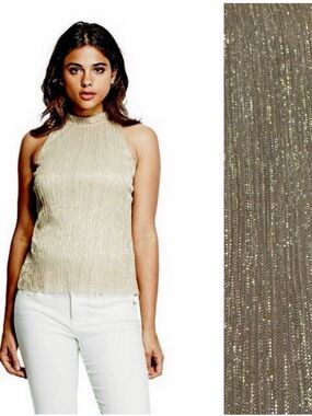 NWT Nik And Nash Metallic Gold Shimmer Halter Top Y2K Party Girls Night Out